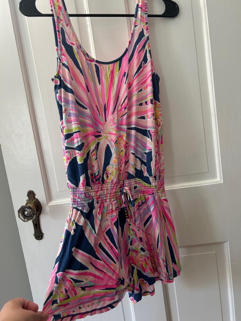 Lilly Pulitzer Navy Pink Multi Floral Tie-Waist Romper
